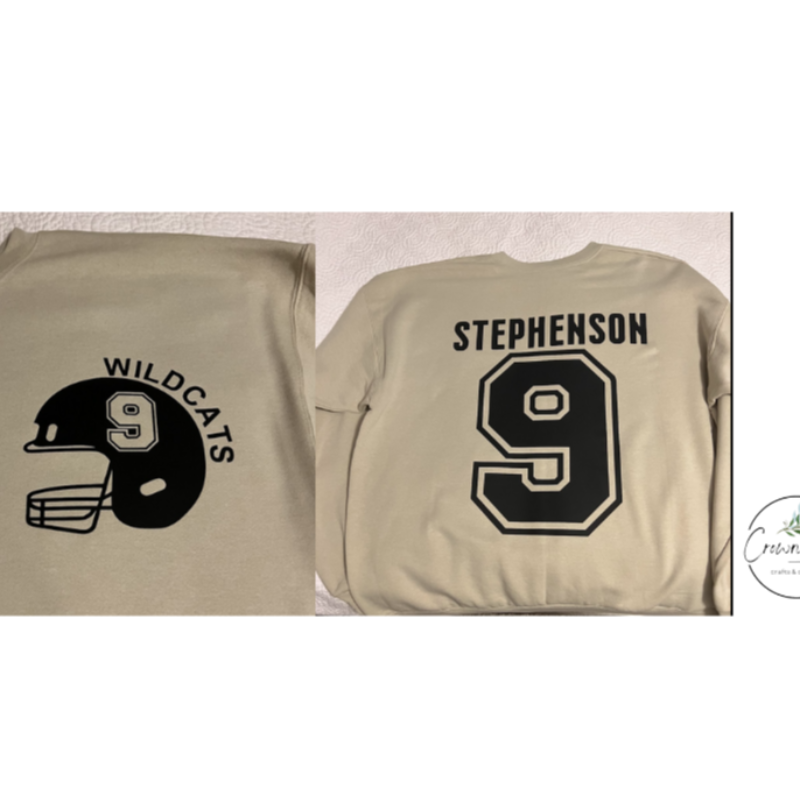 Custom Football Team and Player [Gildan Sand, White, Charcoal or Black Crewneck] Main Image